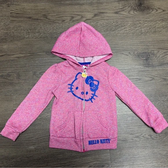 Hello Kitty 3T Pink Sparkle Matching Set Knit Fabric w Full Zip Hoodie, GUC. - Picture 5 of 11